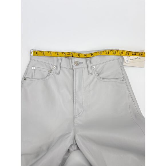 B44 Agolde Luna Pieced Barrel Jeans Women 25 Recycled Leather Balloon Gray - Picture 6 of 13